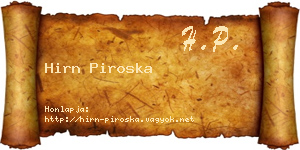 Hirn Piroska névjegykártya